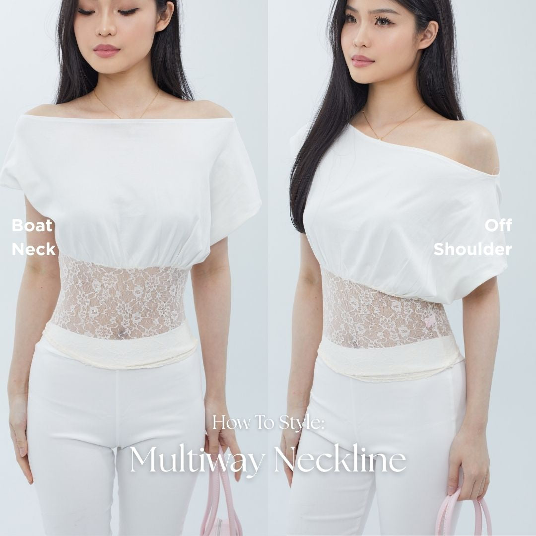 She Wears Sugar – Theresa Fitted Lace Top | Baju Atasan Wanita Terbaru Off Shoulder Top Fitted Tee Coquette Lace Top Korean Style