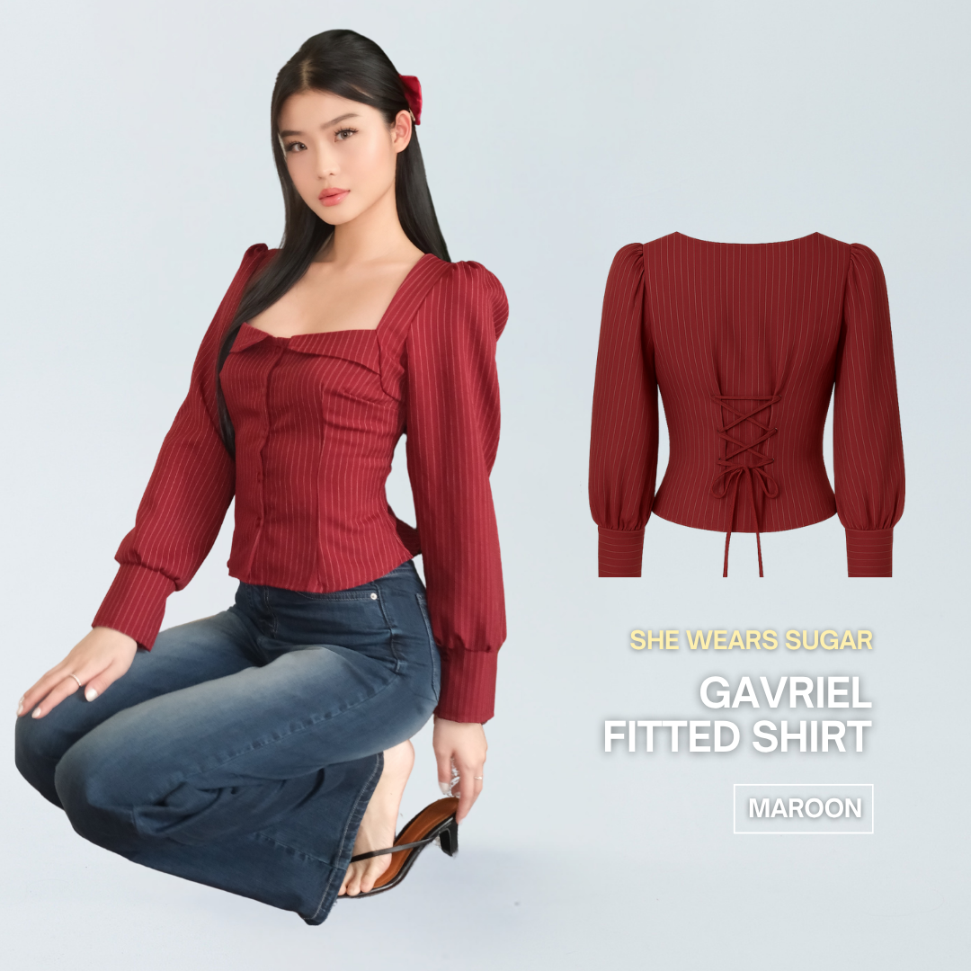 She Wears Sugar – Gavriel Top | Kemeja Wanita Fitted Shirt Atasan Wanita Baju Fit Body Top Korean Style