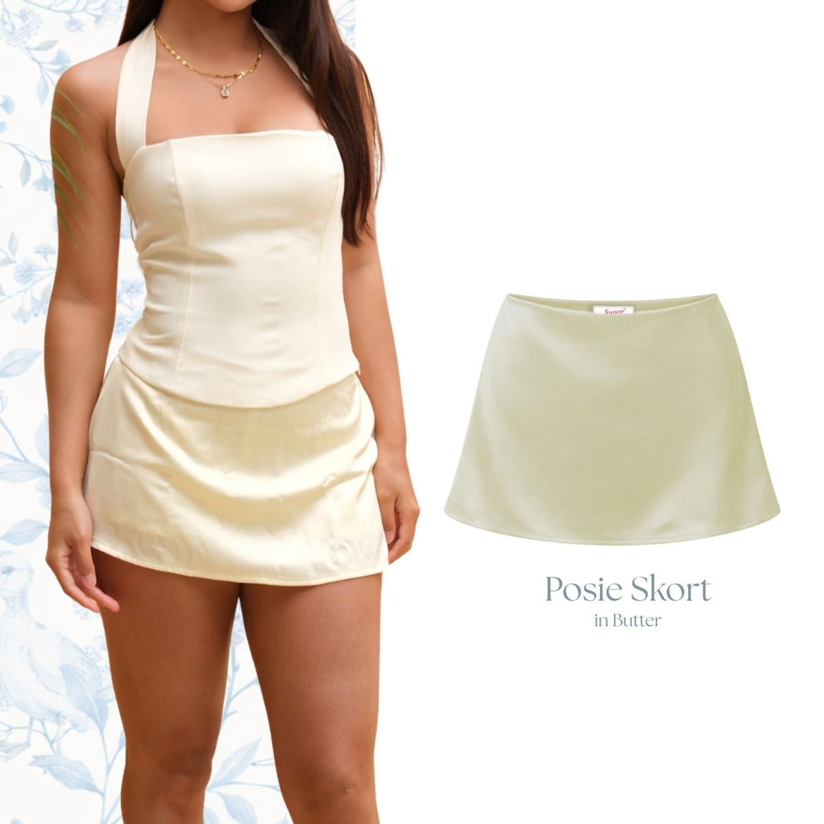 She Wears Sugar x Isabella – Posie Micro Skort | Skort Wanita Low Waist Mini Rok Celana Y2K Outfit Fit Body