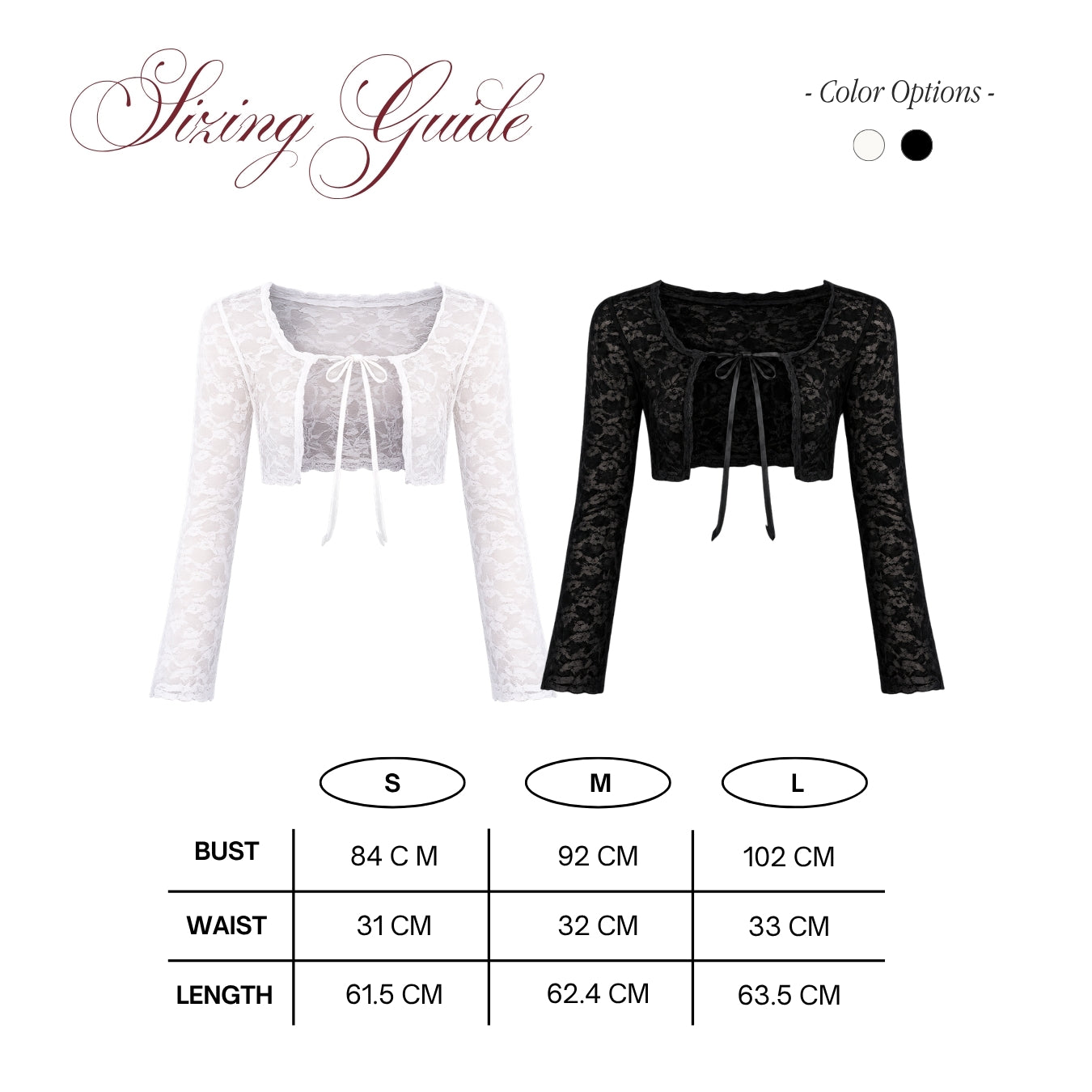 She Wears Sugar – Nini Cardigan | Wanita Stretch Lace Fitted Short Cardigan Bell Sleeve Adjustable Tie