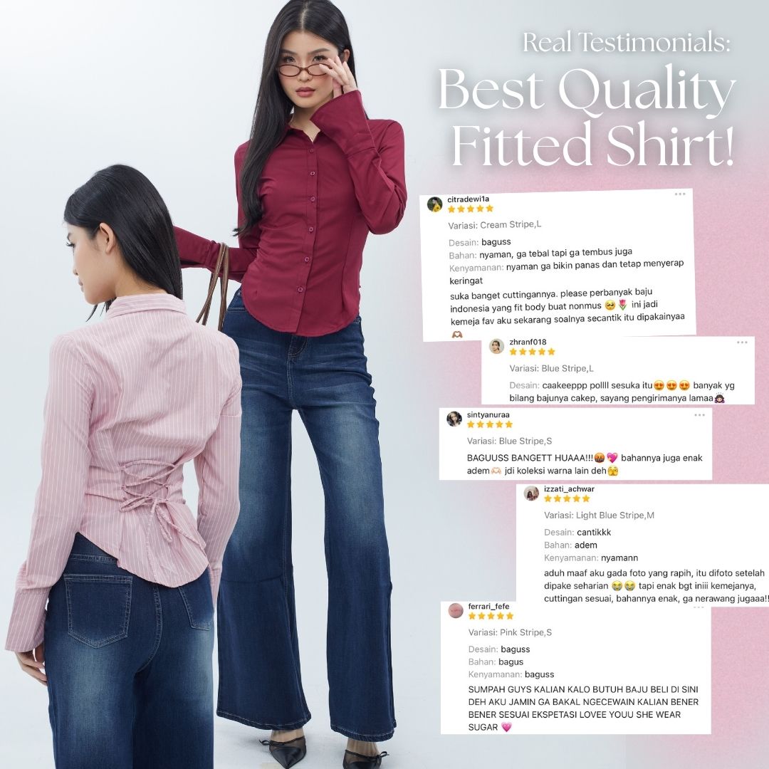 She Wears Sugar – Miss Manager Shirt | Atasan Wanita Kemeja Shirt Wanita Ngantor Outfit Kampus Korean Style Fit Body
