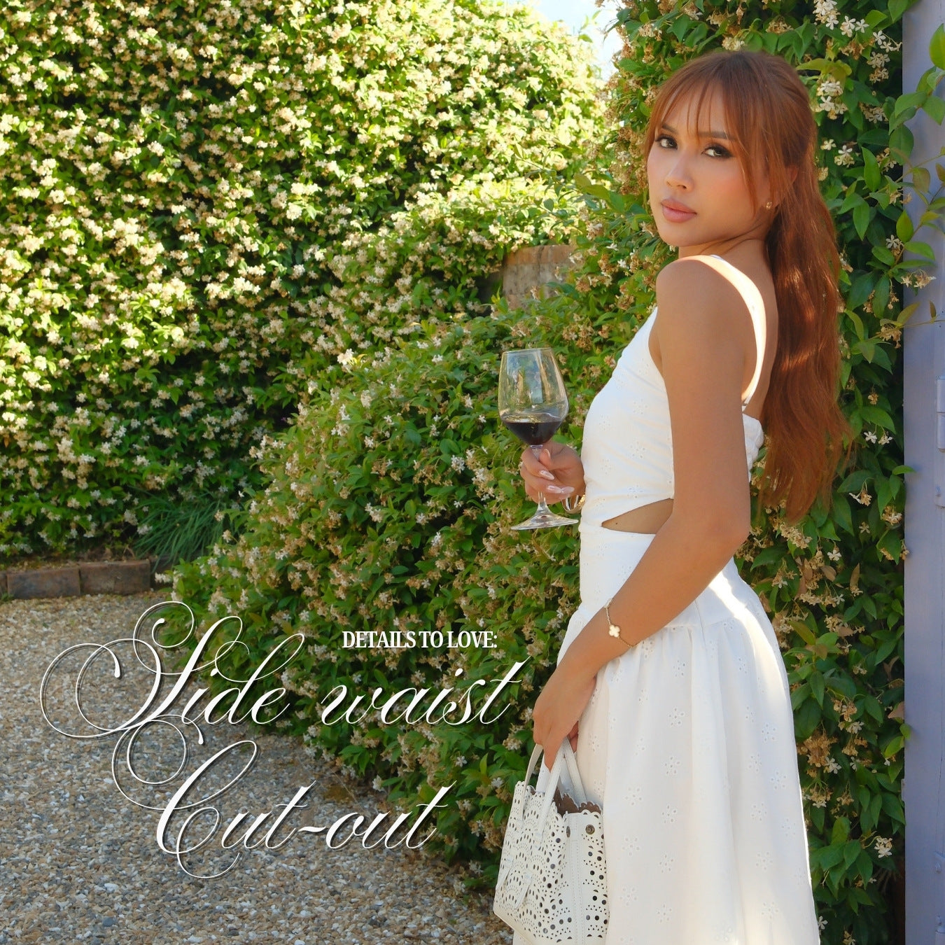 She Wears Sugar – Tuscan Sun Maxi Dress | One Shoulder Maxi Dress Eyelet Summer Bali Outfit Resort Wear