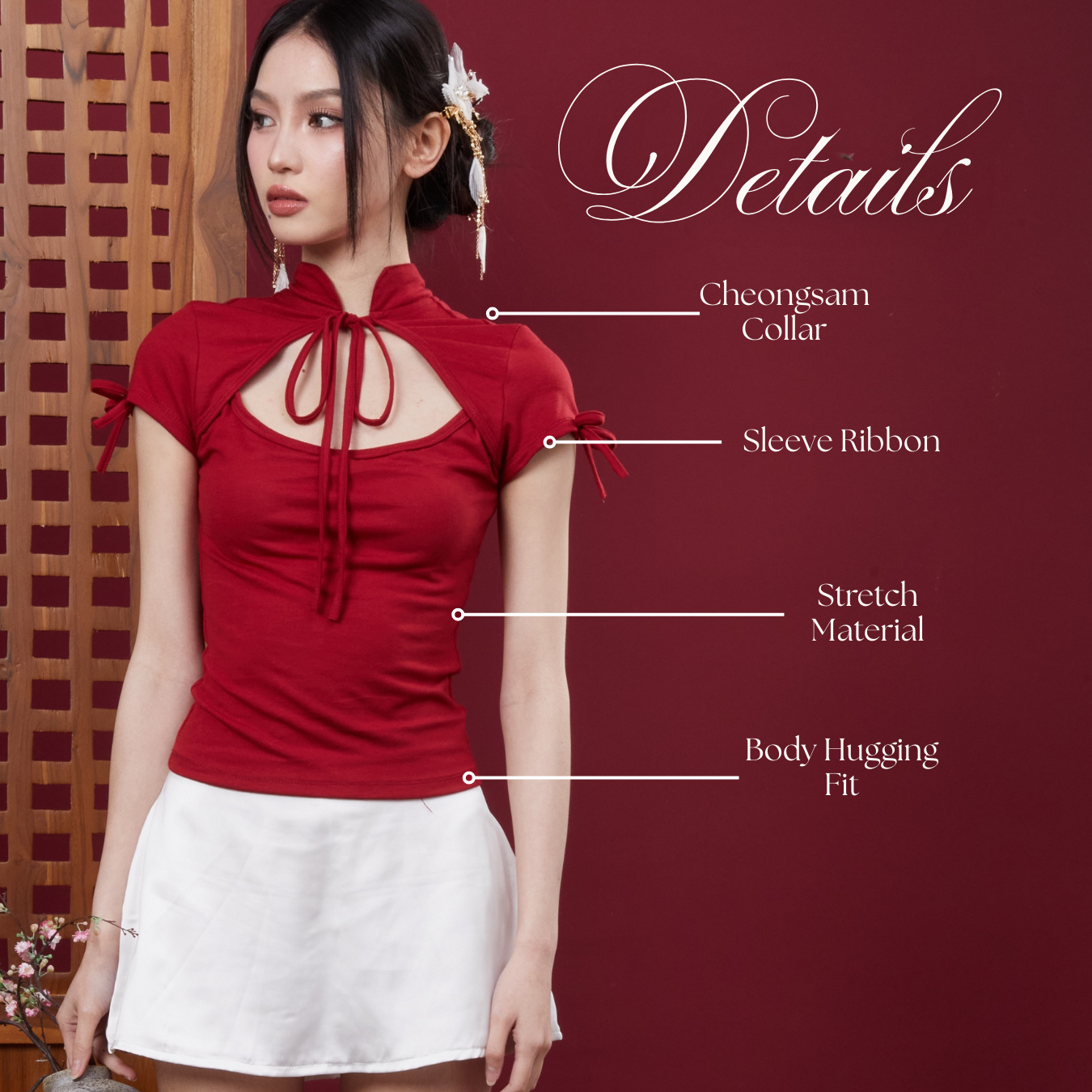 She Wears Sugar – Rich Baby Top | Wanita Spandex Cotton Fitted Short Sleeve Ribbon Front