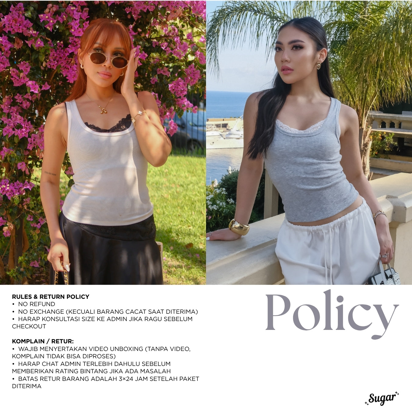She Wears Sugar – Race Day Tank | Tank Top Wanita Set Inner Lace Tank Top Wanita Atasan Cewe Korean Style Fit Body Y2K Top Outfit