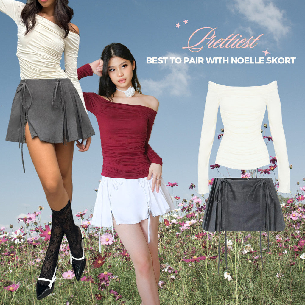 She Wears Sugar Basics – The Prettiest Top | Off Shoulder Top Atasan Lengan Panjang Korean Style Baju Fit Body Coquette