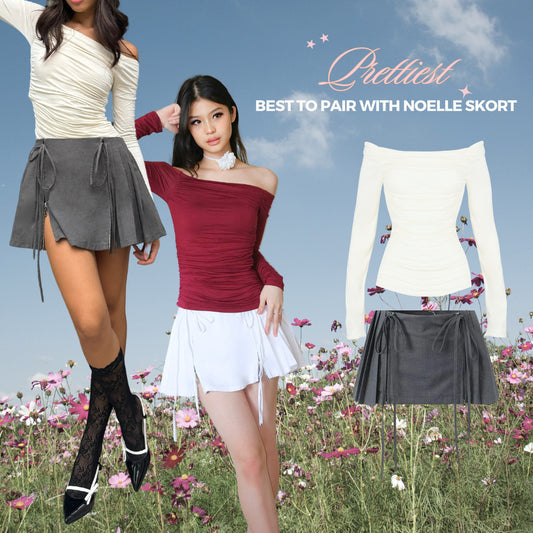 She Wears Sugar Basics – The Prettiest Top | Off Shoulder Top Atasan Lengan Panjang Korean Style Baju Fit Body Coquette