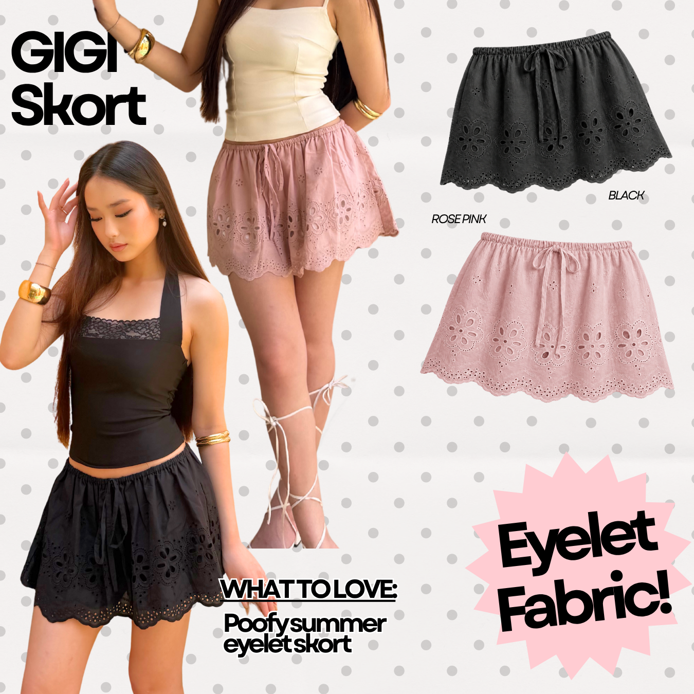 She Wears Sugar – Gigi Micro Skort | Micro Skort Eyelet Mini Skort Summer Bali Outfit Coquette