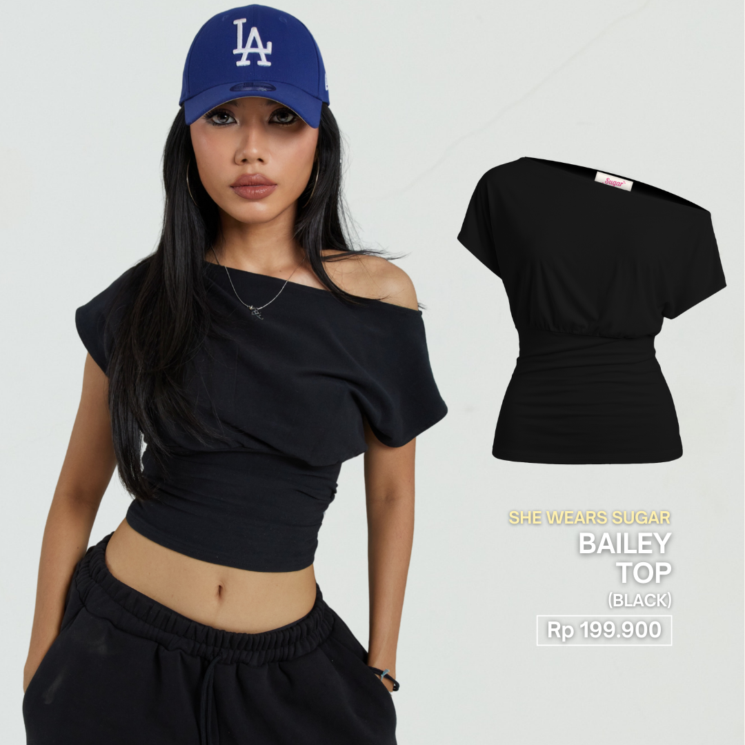 She Wears Sugar x Varrel Rievera – Bailey Fitted Top | Kaos Wanita Fitted Tee T Shirt Wanita Atasan Cewe Korean Style Fit Body