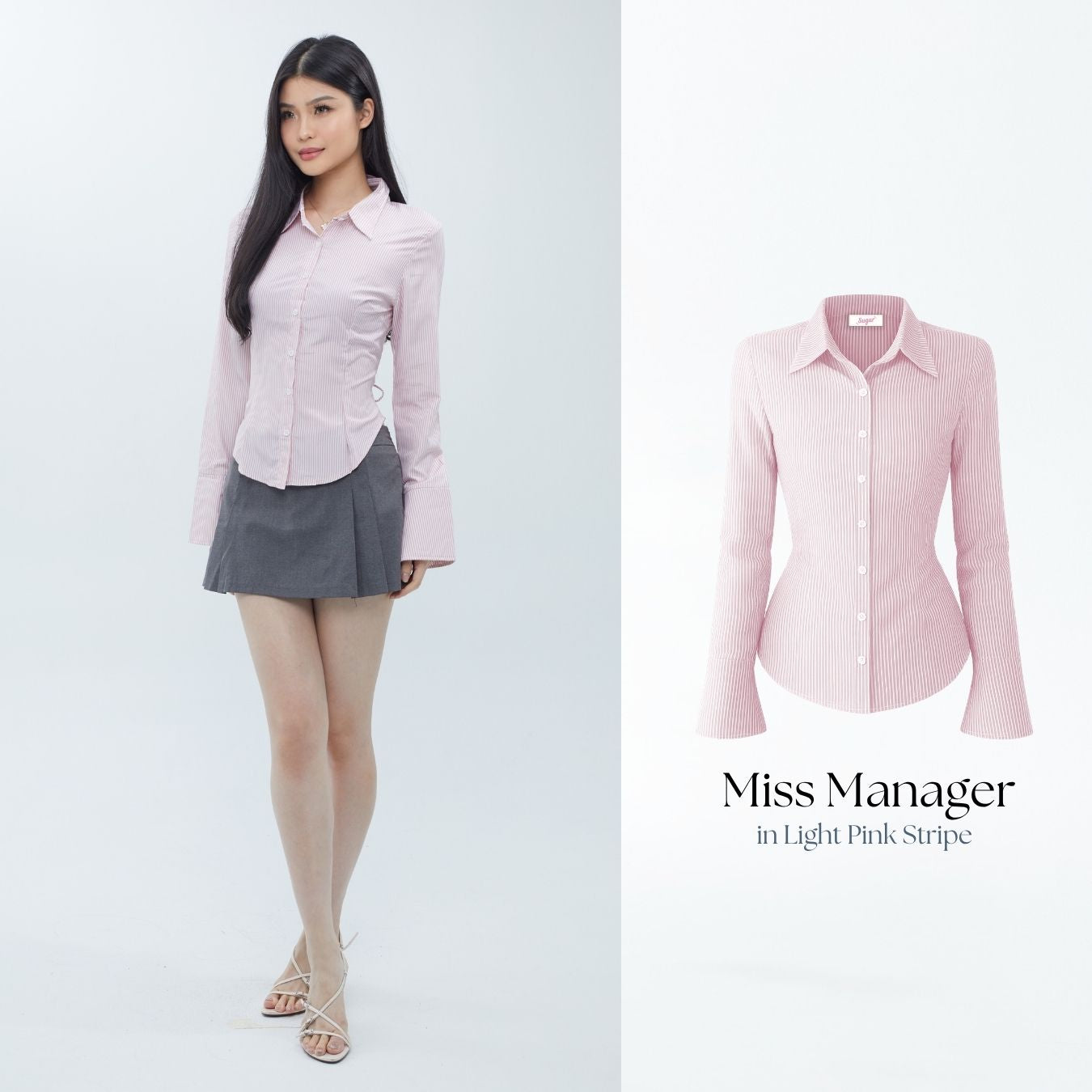 She Wears Sugar – Miss Manager Shirt | Atasan Wanita Kemeja Shirt Wanita Ngantor Outfit Kampus Korean Style Fit Body