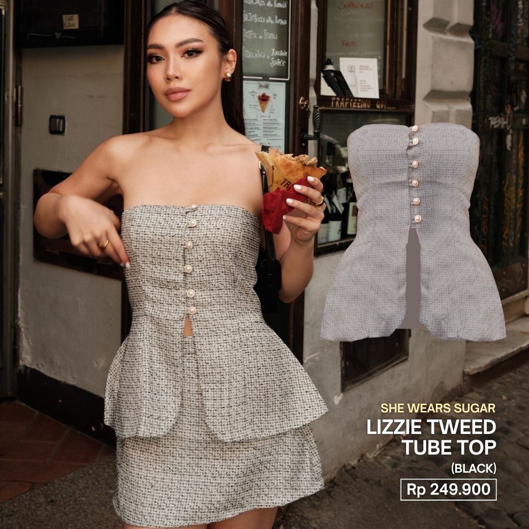 Shewearssugar - Lizzie Tweed Top | Pakaian Wanita | Atasan Wanita | Coquette Top