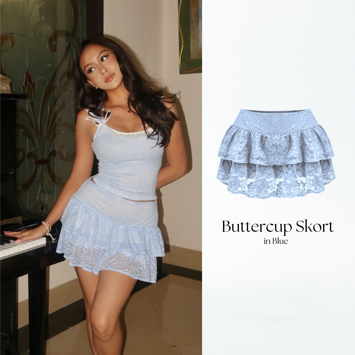She Wears Sugar x Zeta Blanco – Buttercup Skort | Skort Wanita Rok Celana Wanita High Waist Korean Style Outfit