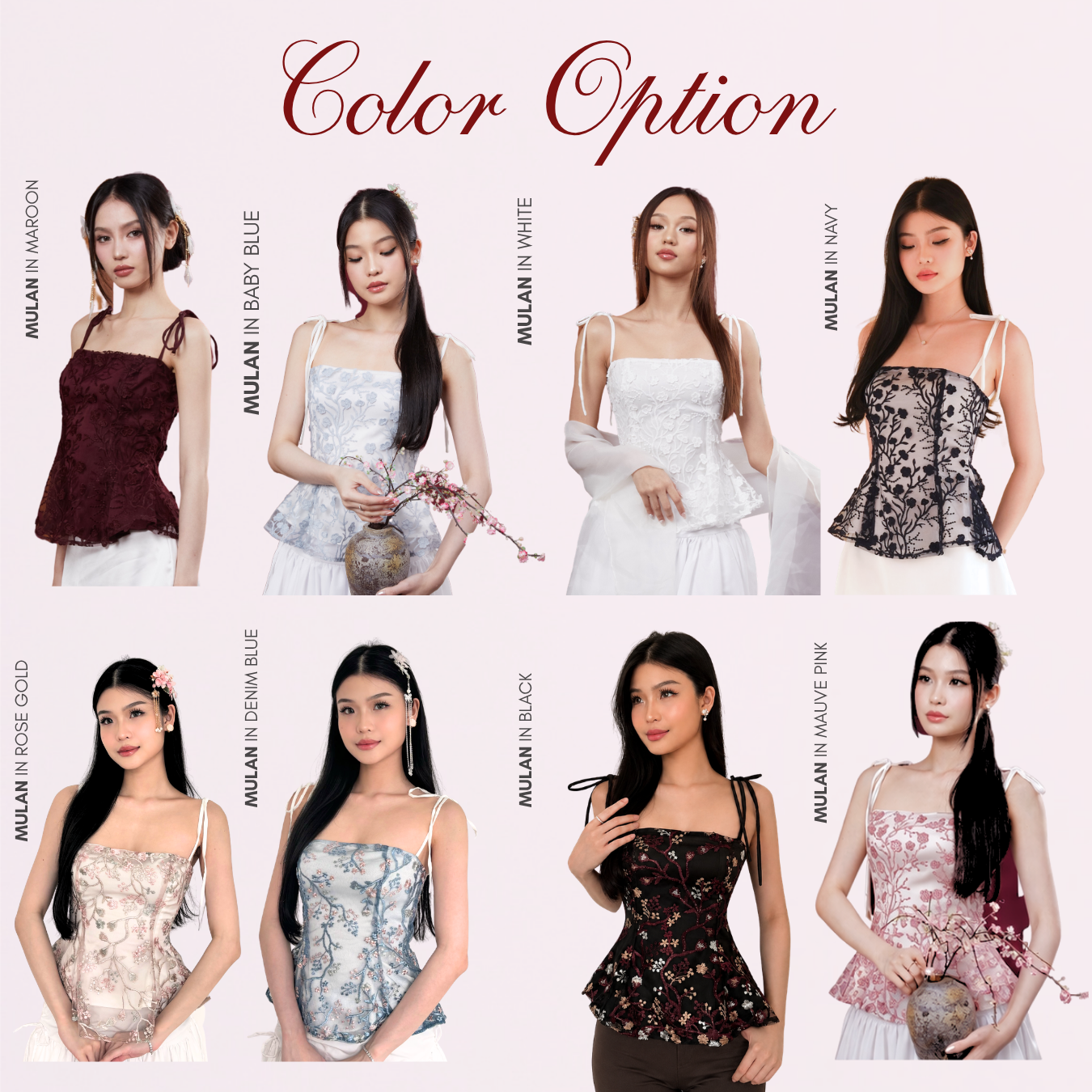 Shewearssugar – Mulan Top | Peplum Tulle Bordir Adjustable Strap Wanita