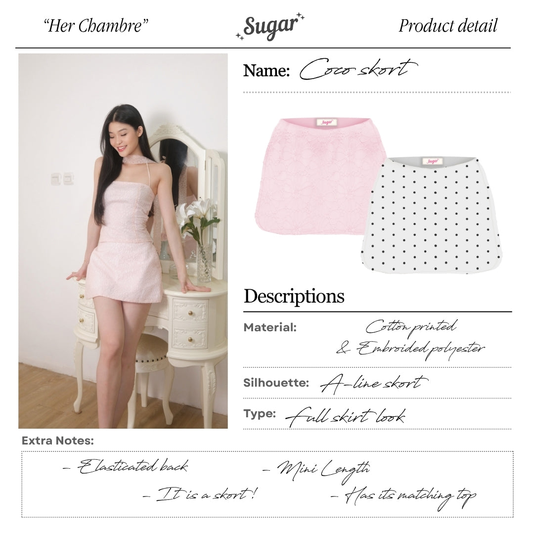 Shewearssugar - Coco Skort | Skirt | Rok Pendek | Organza | Motif Bunga | Wanita