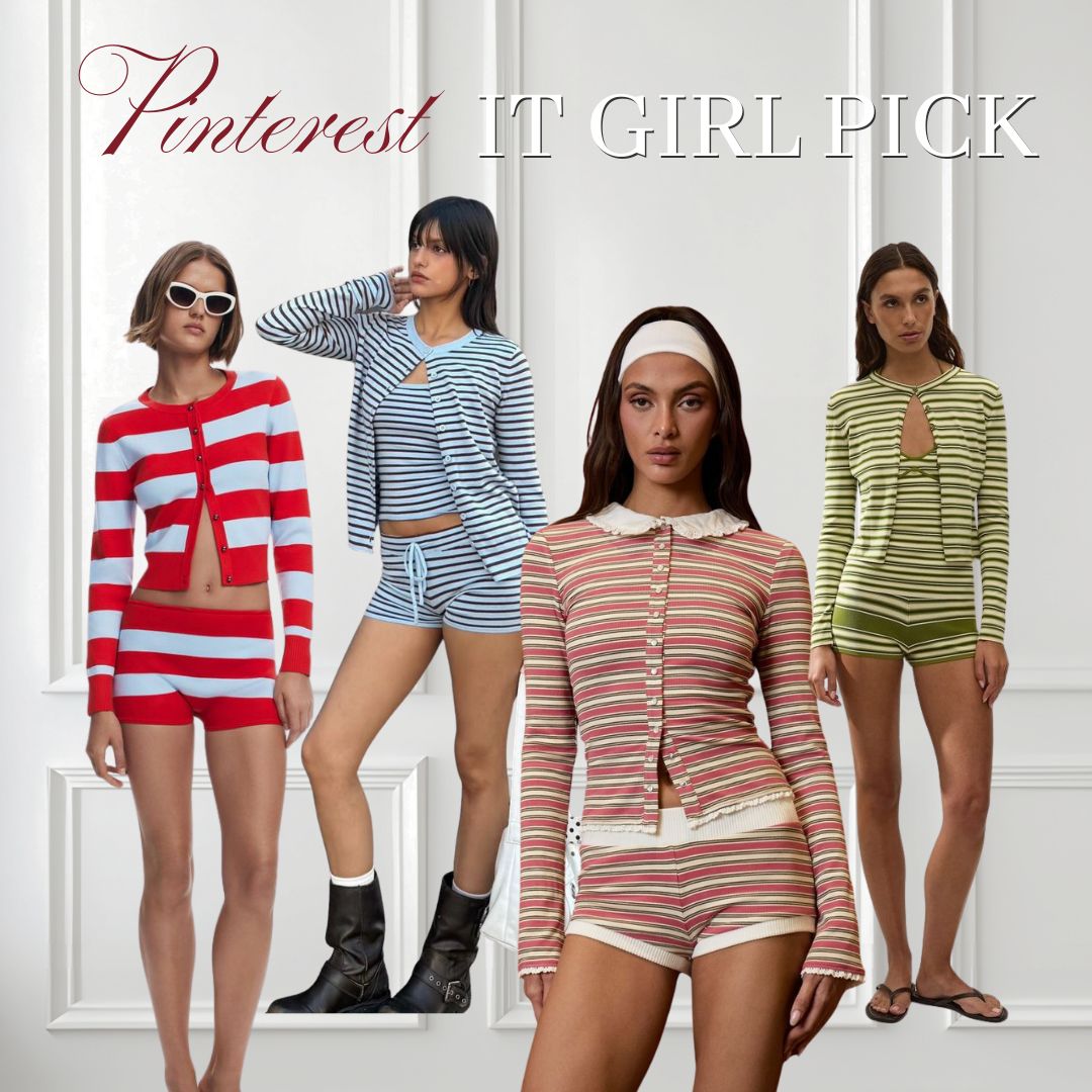 SHEWEARSSUGAR -- Clara Cardigan Set | Shorts | Garis - Garis | Crop Top