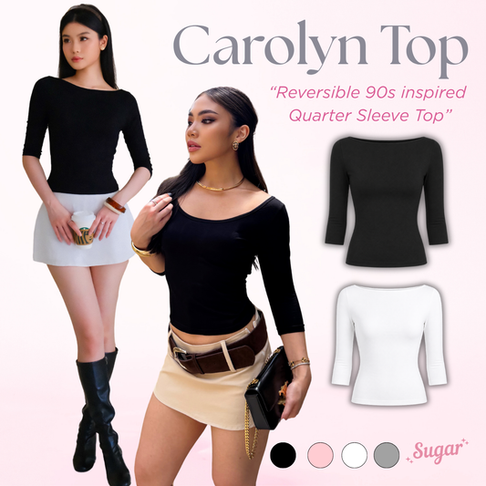 She Wears Sugar – Carolyn Quarter Sleeve Top | Baju Atasan Wanita Terbaru Long Sleeve Top Atasan Wanita Korean Style Fit Body Outfit