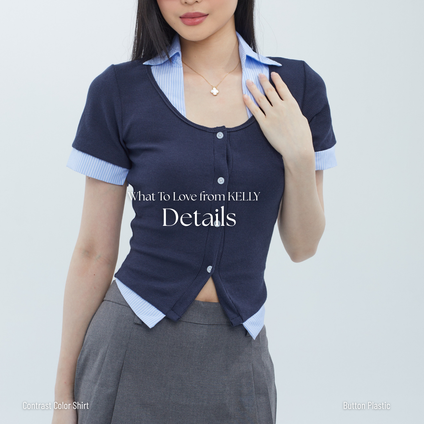 She Wears Sugar – Kelly Cardigan Shirt | Shirt Wanita Kemeja Atasan Wanita Korean Style Outfit Kampus Baju Fit Body