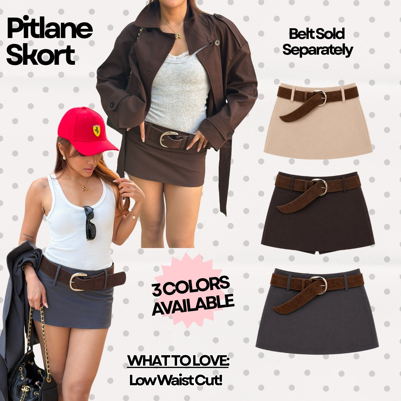 She Wears Sugar – Pitlane Skort | Skort Wanita Rok Celana Wanita Low Rise Y2K Outfit Korean Style Bawahan Wanita