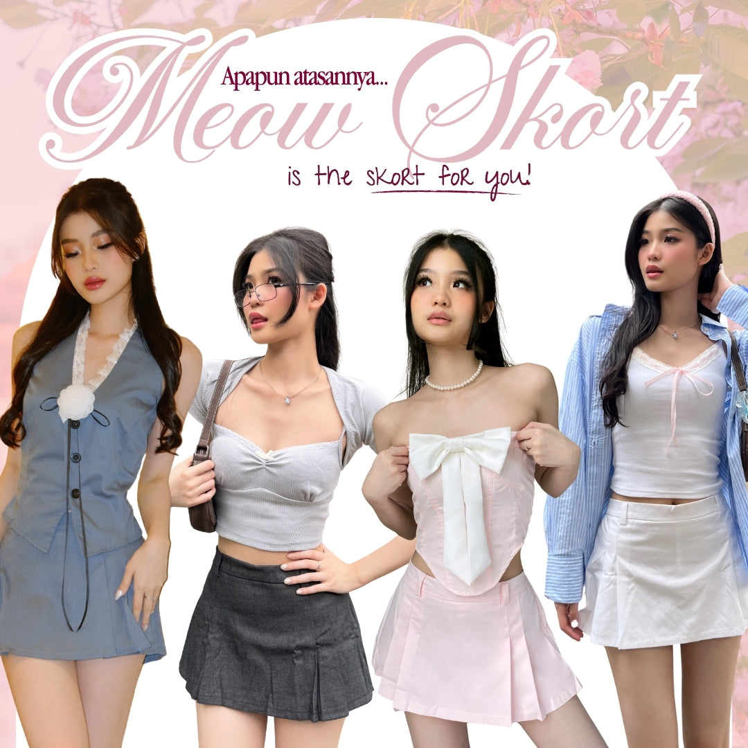 SHEWEARSSUGAR Meow Micro Pleated Skort | Rok Celana Pendek Wanita | Bawahan Wanita | Tennis Mini Skirt | Rok Pendek Golf | Korean Style Skirt | Rok Pendek Korea