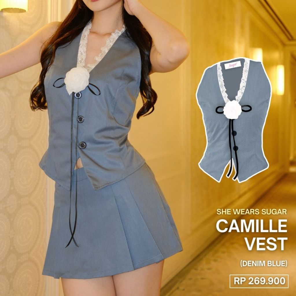 She Wears Sugar --  Camille Vest | Atasan Wanita | Outfit Korea | Rompi