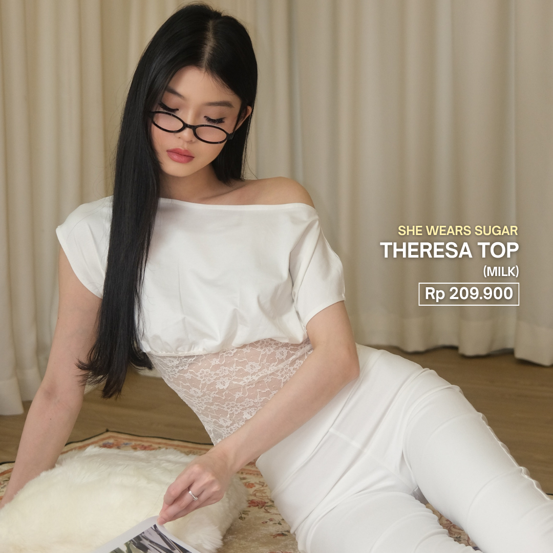 Shewearssugar -- Theresa Fitted Lace Top | Bailey | Off Shoulder | Top Wanita | Fitted Tee