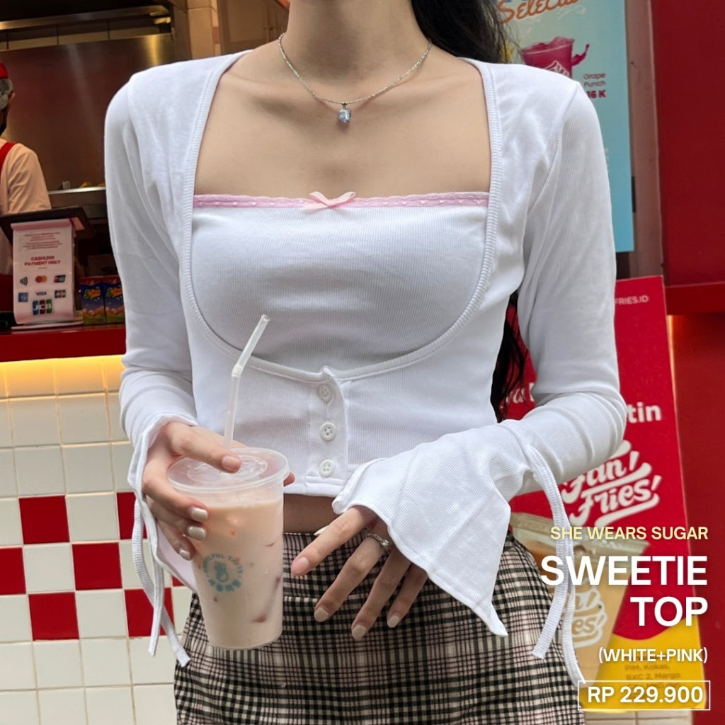 SHEWEARSSUGAR x ZETA BLANCO - Sweetie Top | Bolero Set | Outfit Korea | Top Wanita | Coquette Aesthetic | Crop Top