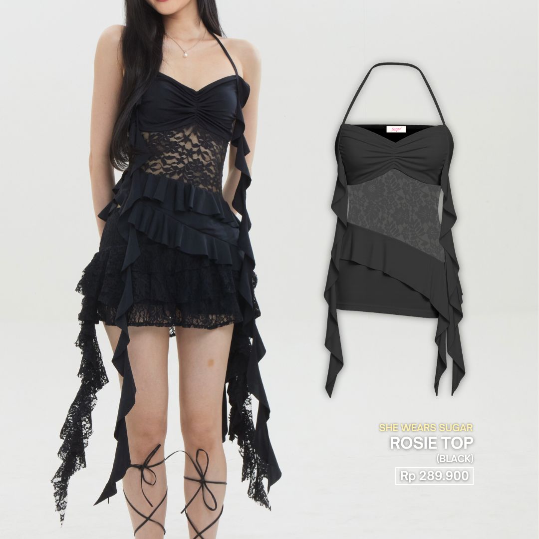 Shewearssugar -- Rosie Lace Top | Atasan Wanita Stylish | Blackpink Konser Outfit