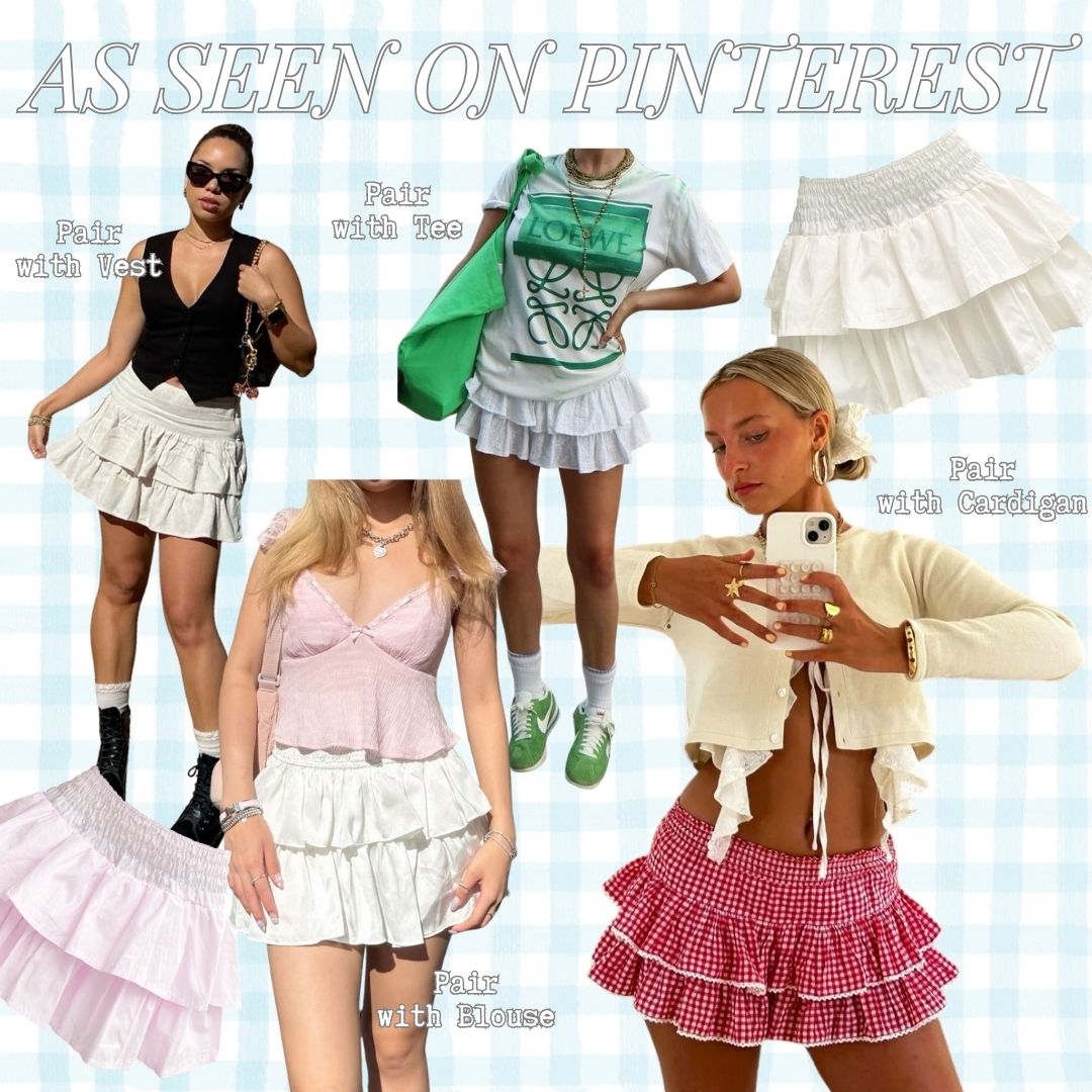 She Wears Sugar – Summer Fling Skort | Skort Wanita Rok Celana Wanita Ruffle Skirt Coquette Outfit Korea Korean Style Bawahan Wanita Y2K