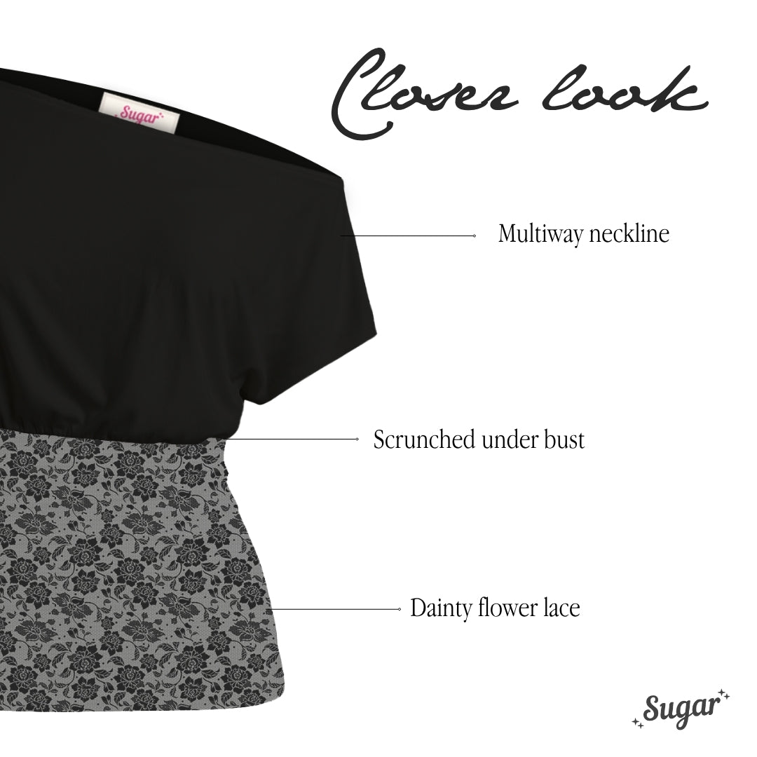 Shewearssugar -- Theresa Fitted Lace Top | Bailey | Off Shoulder | Top Wanita | Fitted Tee