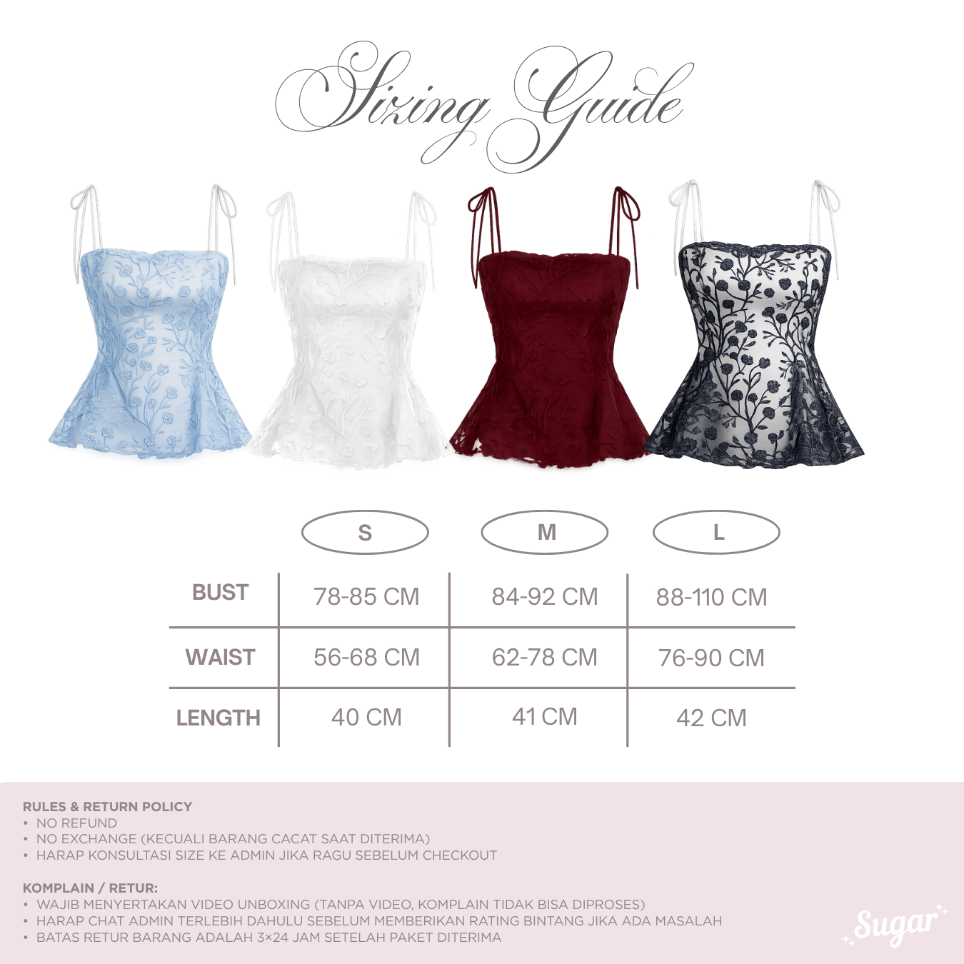 Shewearssugar – Mulan Top | Peplum Tulle Bordir Adjustable Strap Wanita