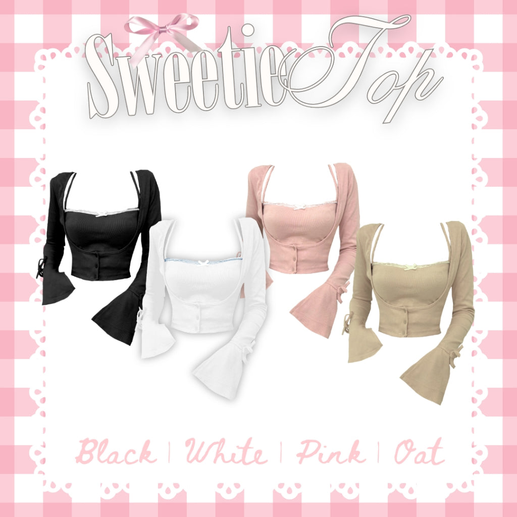 SHEWEARSSUGAR x ZETA BLANCO - Sweetie Top | Bolero Set | Outfit Korea | Top Wanita | Coquette Aesthetic | Crop Top