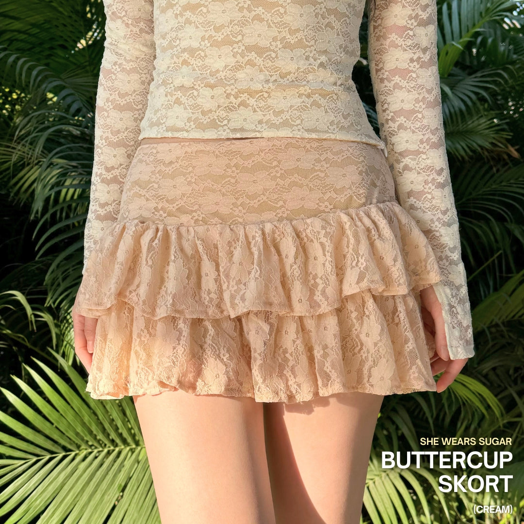 Shewearssugar x Zeta Blanco – Buttercup Skort | Wanita Rok Celana Polycotton High Waist