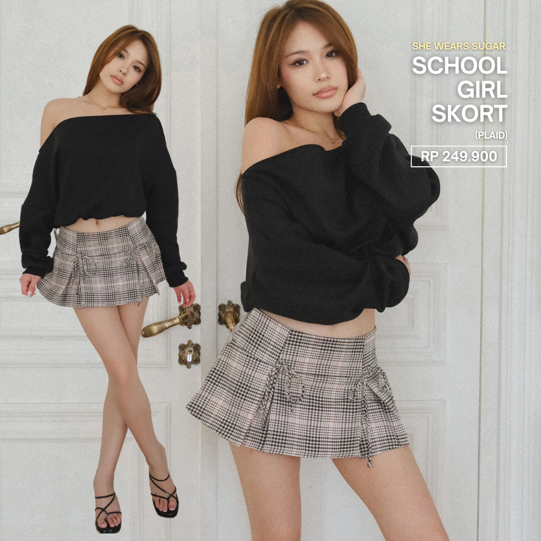 SHEWEARSSUGAR x KEZIV - SCHOOL GIRL SKORT | Bawahan Wanita | Skort Wanita | Rok Celana