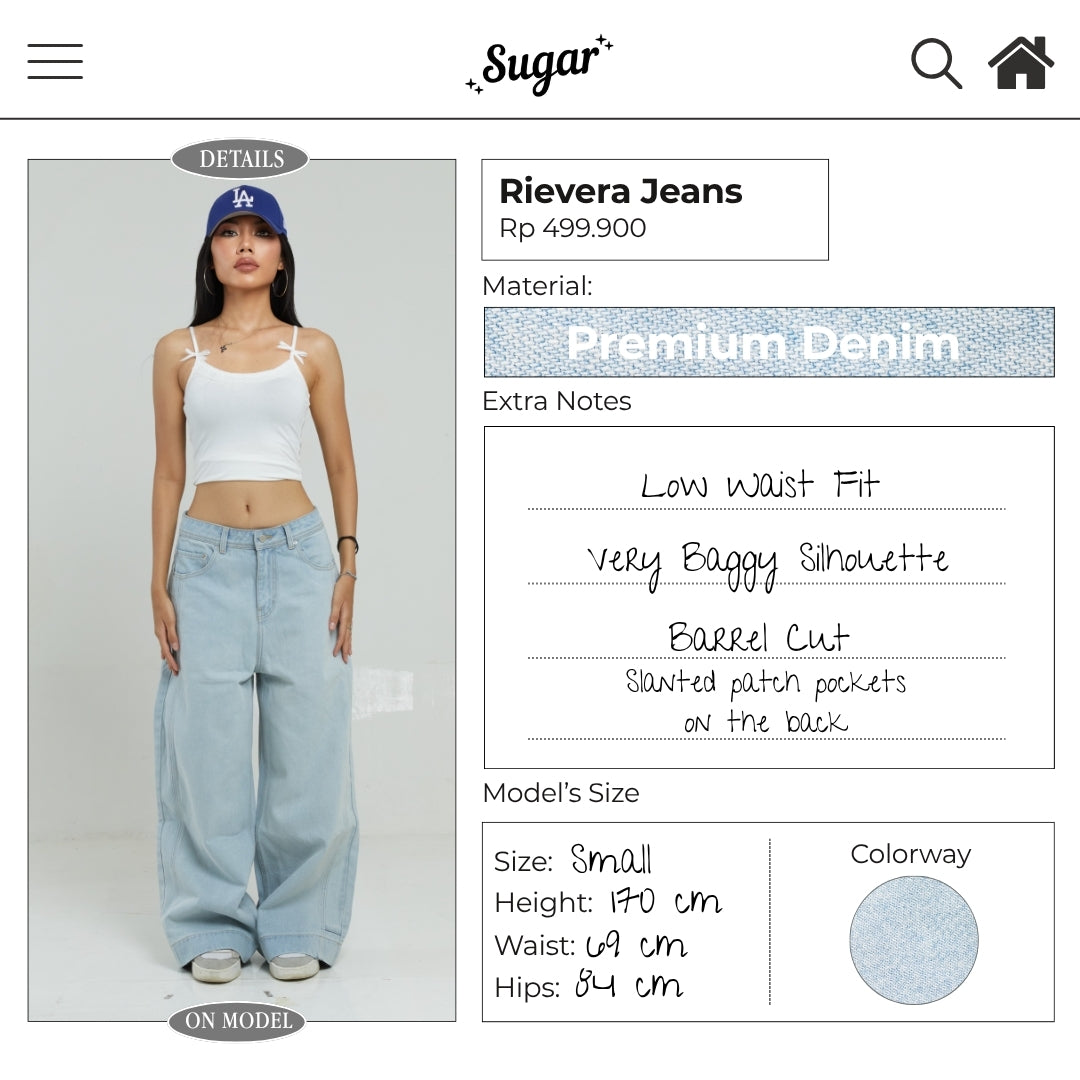She Wears Sugar x Varrel Rievera – Rievera Baggy Jeans | Celana Jeans Wanita Low Waist Oversize Baggy Denim Loose Y2K Outfit Korean Style