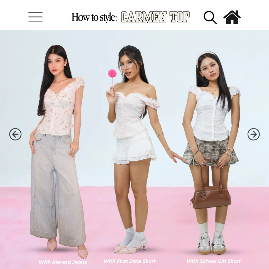 SHEWEARSSUGAR X VARREL RIEVERA — Carmen Top | Fitted Shirt | Casual Bali | Babydoll Blouse | Coquette