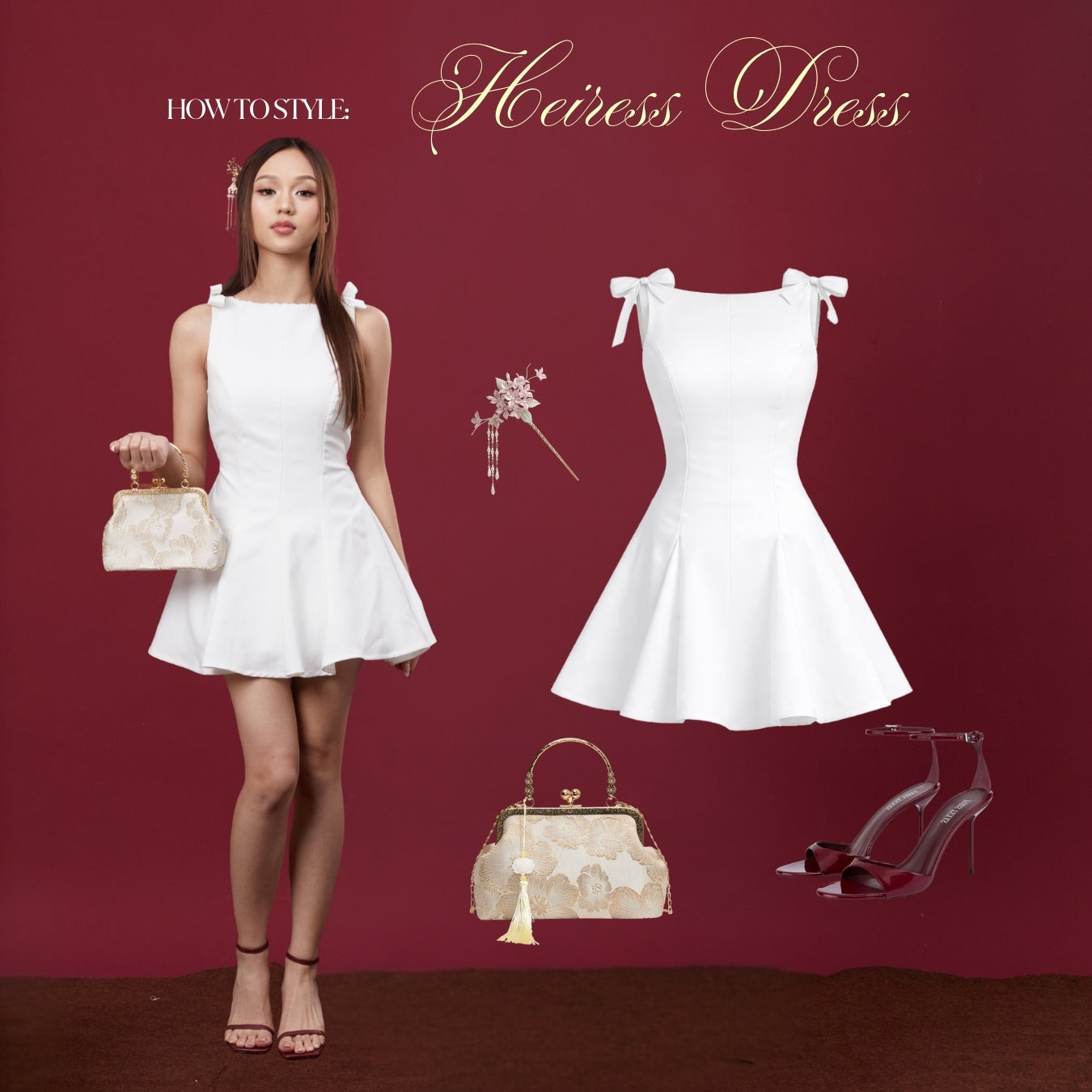She Wears Sugar – Heiress Dress | Wanita Midi Premium Semi Wool Fit & Flare Ribbon