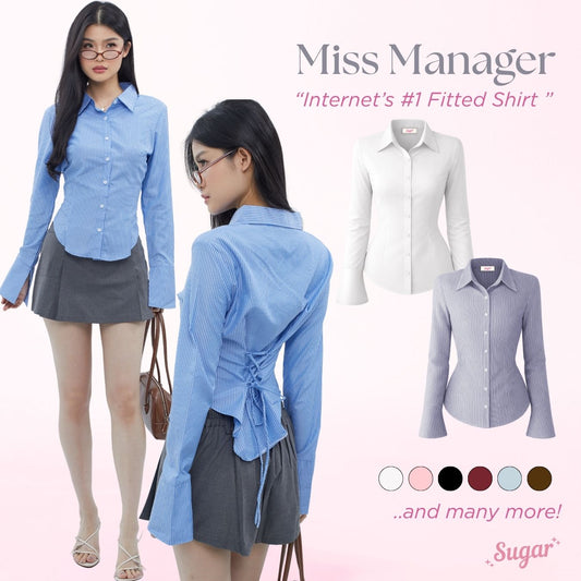 She Wears Sugar – Miss Manager Shirt | Atasan Wanita Kemeja Shirt Wanita Ngantor Outfit Kampus Korean Style Fit Body