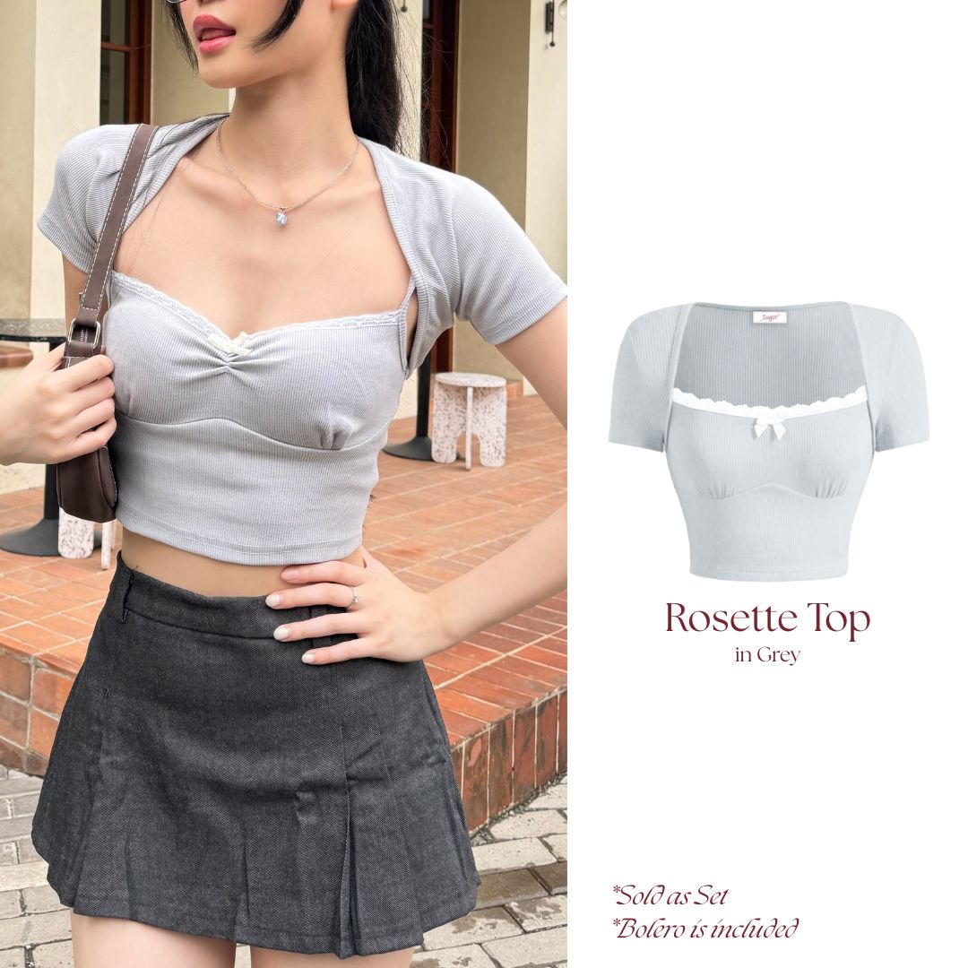She Wears Sugar – Rosette Top | Tank Top Bolero Wanita Lace Top Summer Bali Outfit Coquette