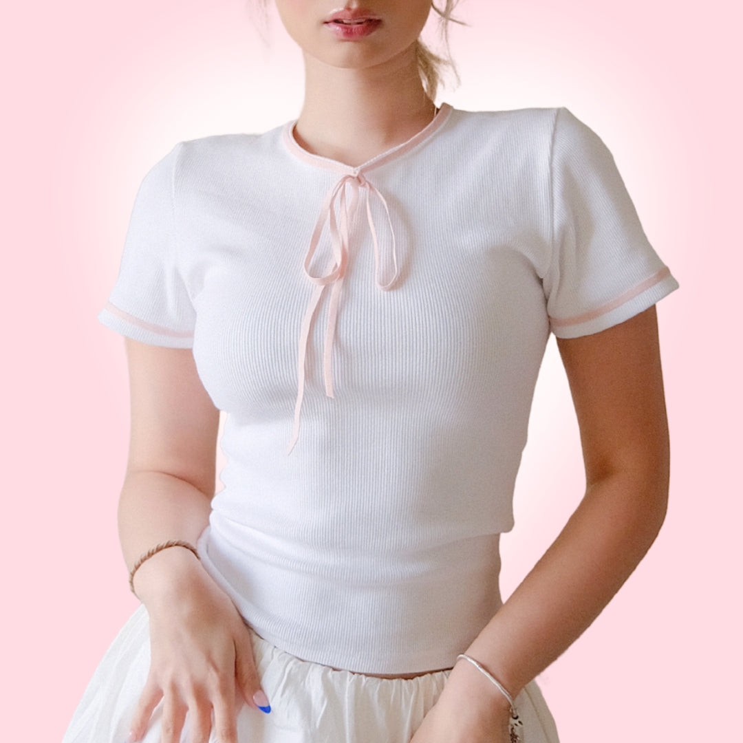 She Wears Sugar -- Shortcake Top | Atasan Wanita | Outfit Korea | Ribbon Top | Coquette Aesthetic