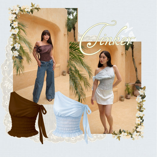 She Wears Sugar x Isabella – Tinker Top | Baju Atasan Wanita Terbaru One Shoulder Top Tank Top Wanita Atasan Cewe Korean Style Summer Outfit Beachwear Blue Outfit