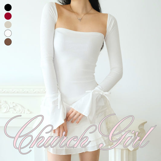 SHEWEARSSUGAR Church Girl Top | Top Wanita Atasan Lengan Panjang | Long Sleeve Top | Atasan Baju Wanita