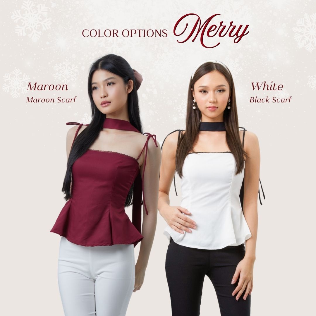 Shewearssugar - Merry Top | Chirstmas Top | Halter Neck | Scarf | Atasan Natal