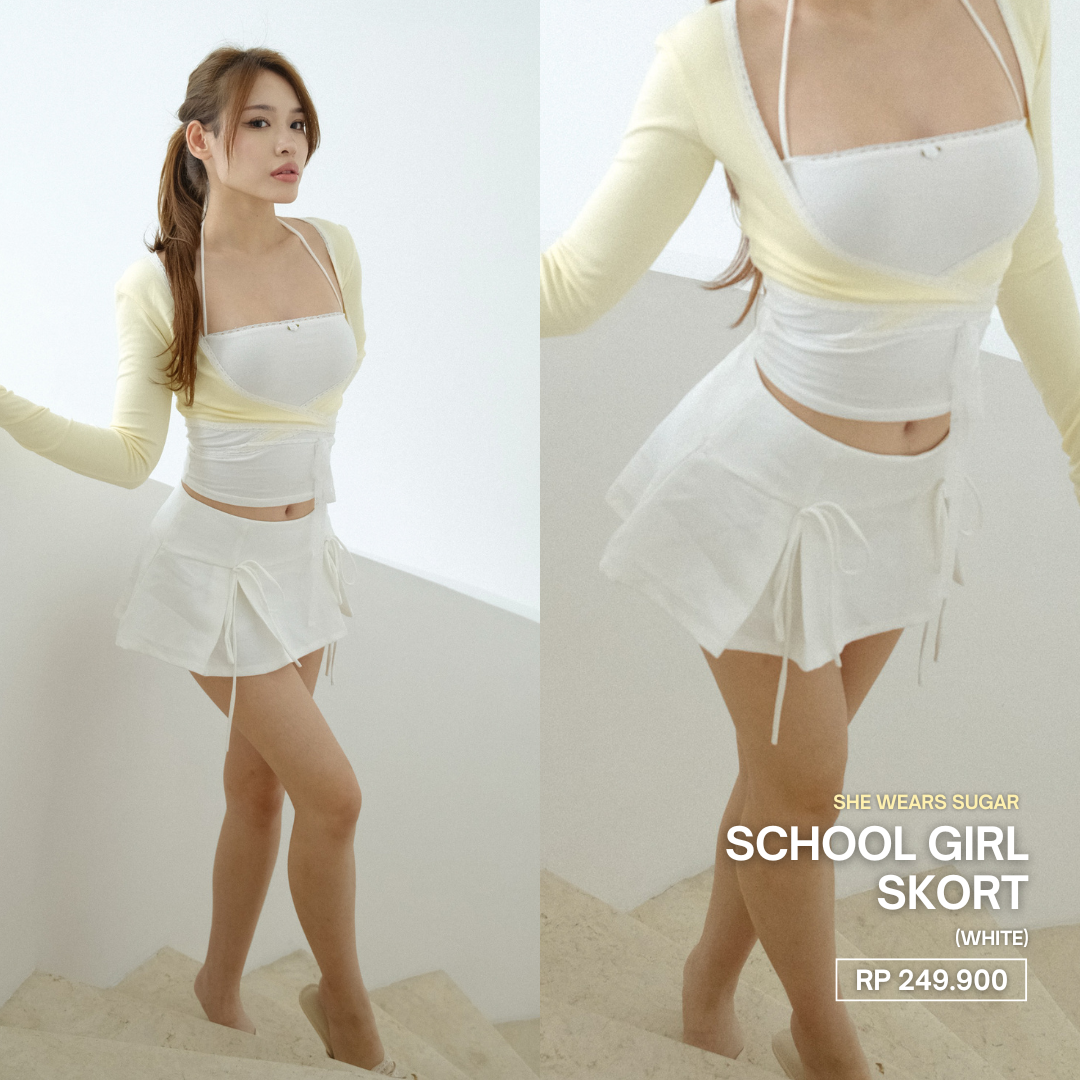 SHEWEARSSUGAR x KEZIV - SCHOOL GIRL SKORT | Bawahan Wanita | Skort Wanita | Rok Celana