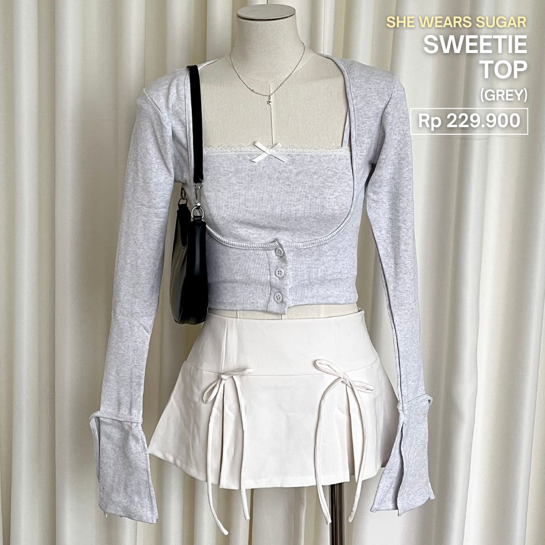 SHEWEARSSUGAR x ZETA BLANCO - Sweetie Top | Bolero Set | Outfit Korea | Top Wanita | Coquette Aesthetic | Crop Top