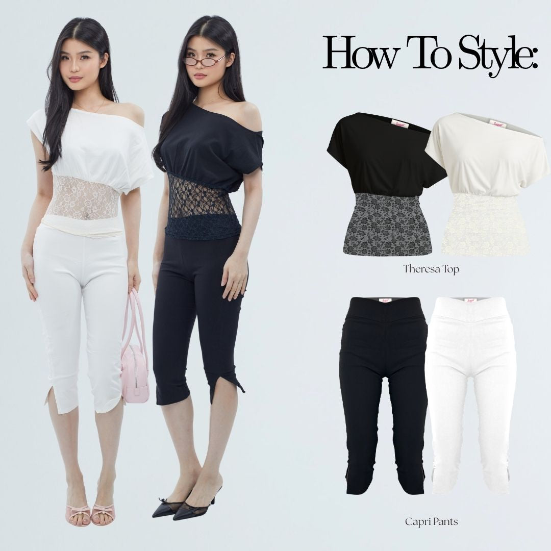 She Wears Sugar – Theresa Fitted Lace Top | Baju Atasan Wanita Terbaru Off Shoulder Top Fitted Tee Coquette Lace Top Korean Style