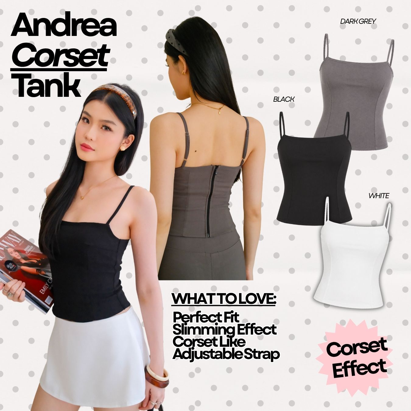 She Wears Sugar – Andrea Corset Tank | Tank Top Wanita Halter Neck Top Baju Atasan Wanita Terbaru Atasan Cewe Korean Style Fit Body