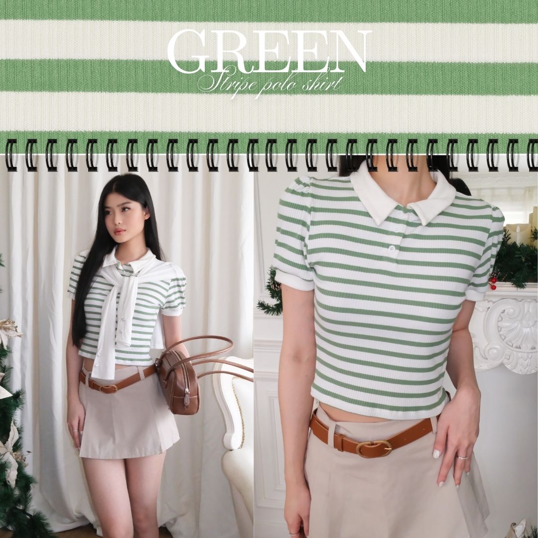 SHEWEARSSUGAR -- Hazel Polo Shirt | Garis - Garis | Kaos Polo Wanita