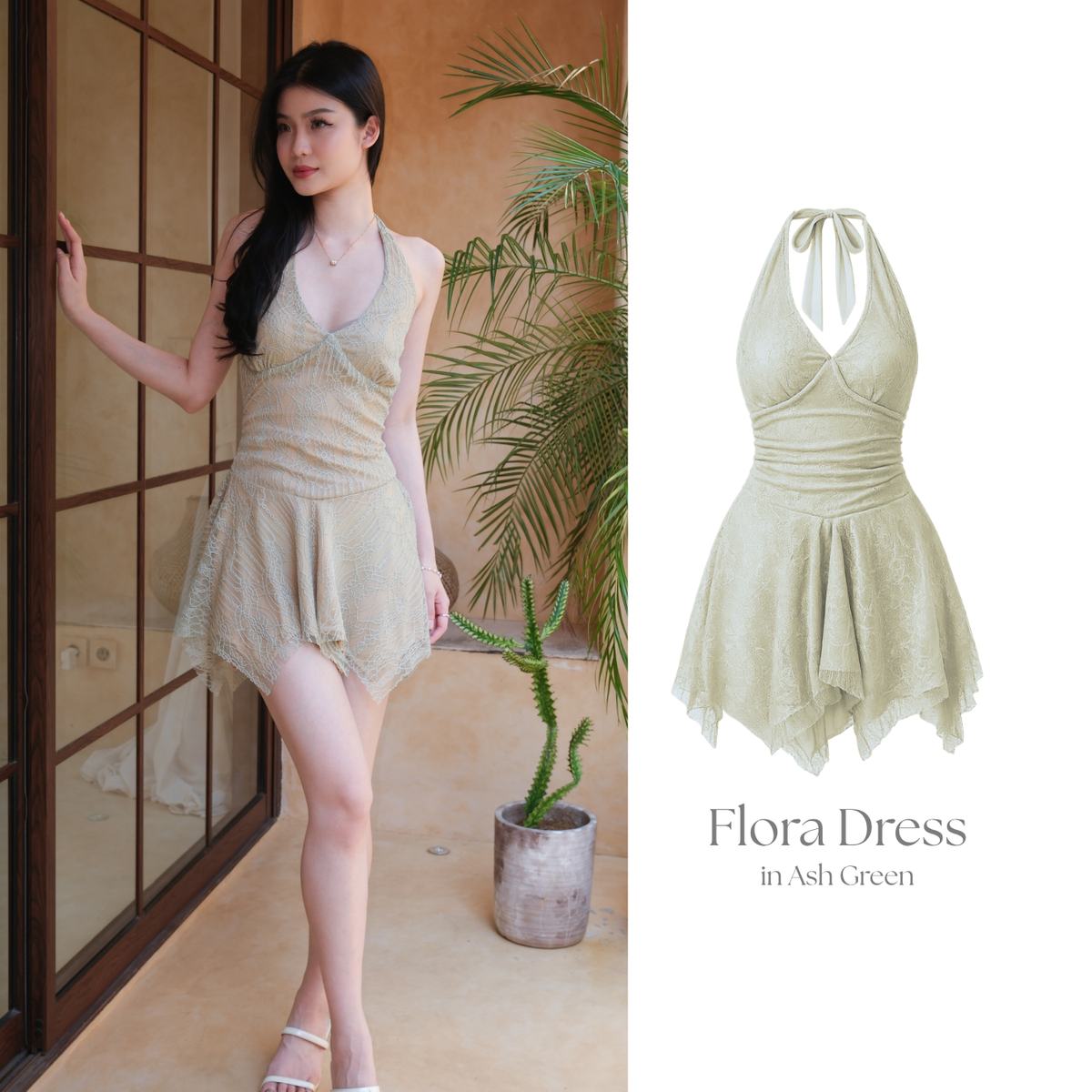 She Wears Sugar x Isabella – Flora Dress | Dress Wanita Mini Dress Summer Dress Beachwear Dres Korea Gaun Putih Outfit Korea Baju Wanita Terbaru