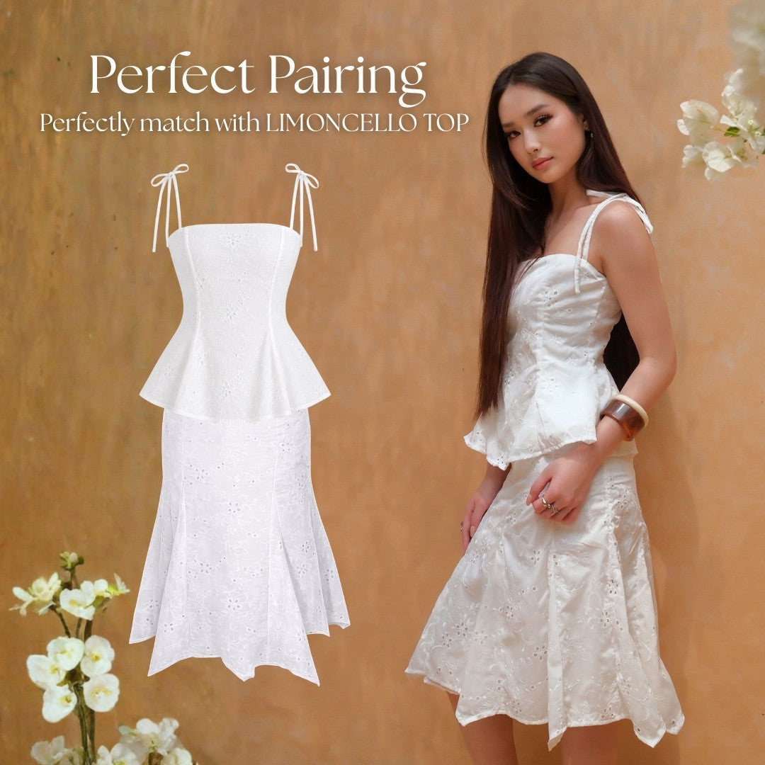 She Wears Sugar – Sienna Skirt | Mermaid Skirt Eyelet Midi Skirt Summer Bali Outfit Coquette