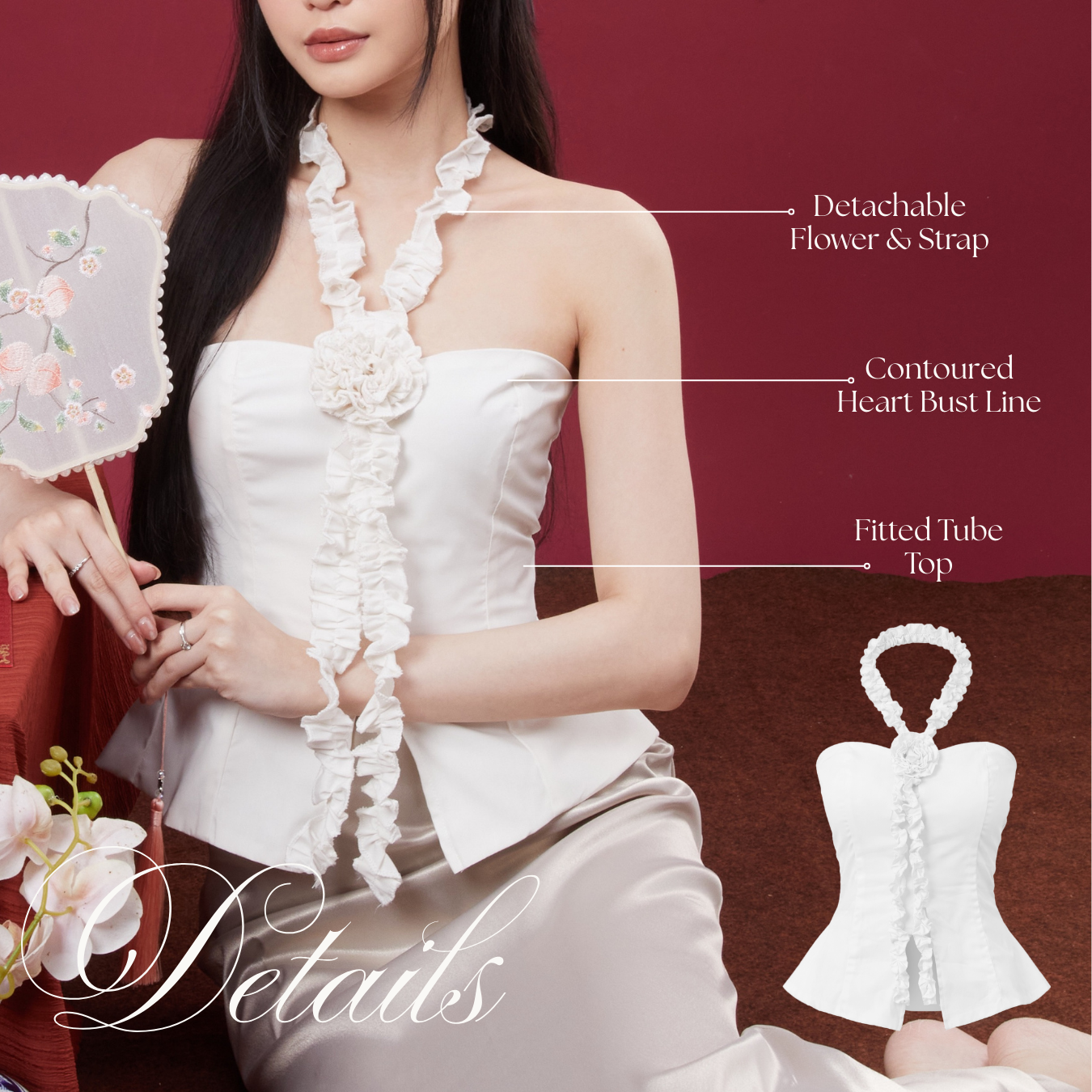 Shewearssugar – Serpenti Top | Wanita Peplum Premium Poplin Cotton Halter Neck Ruffle