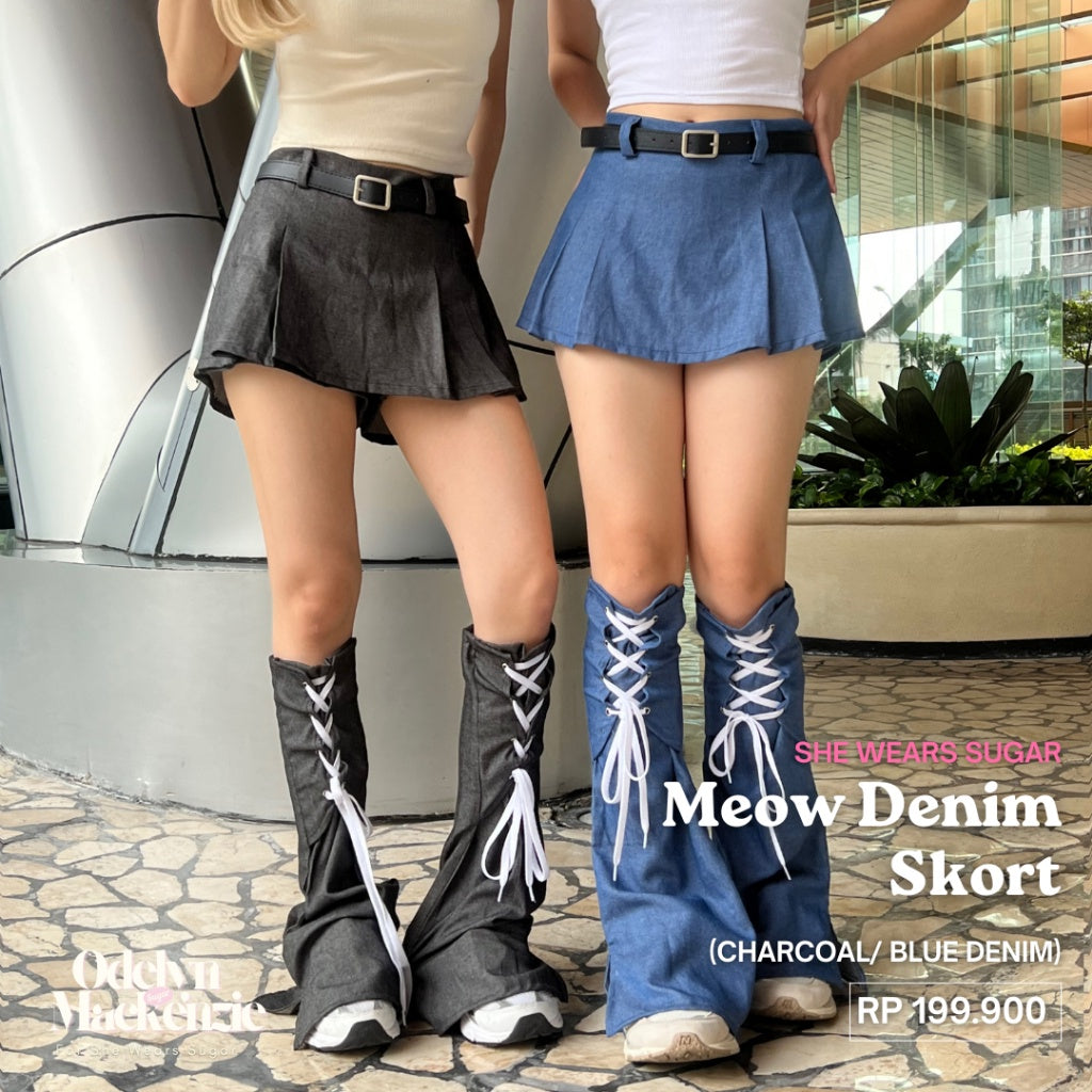 Meow Denim Skort